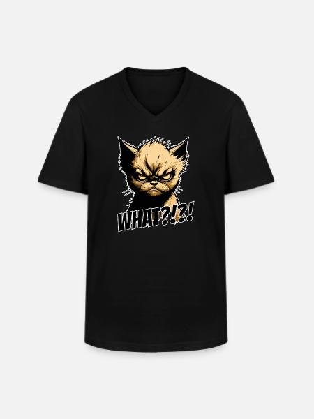 Méchant chat - T-shirt col V Homme - noir