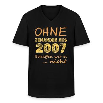 Jahr 2007 - Männer-T-Shirt mit V-Ausschnitt - Schwarz - Vorne - AI Model Male 178 dark (178cm)