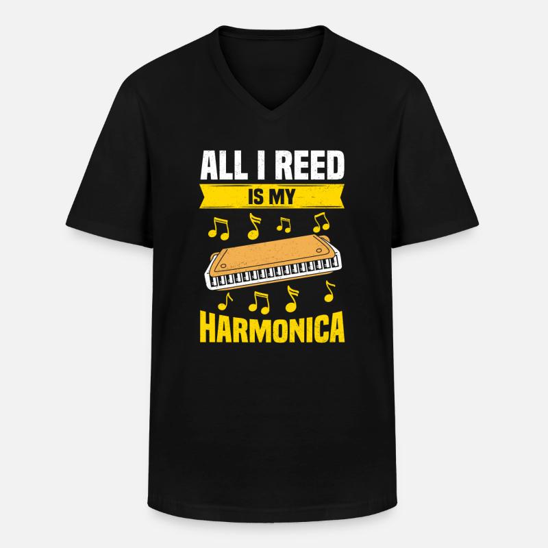 harmonica funny - Men's V-Neck T-Shirt - black