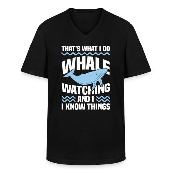 Wale beobachten Meeressäuger Buckelwal Lustig - Männer-T-Shirt mit V-Ausschnitt - Schwarz - Vorne - AI Model Male 178 dark (178cm)