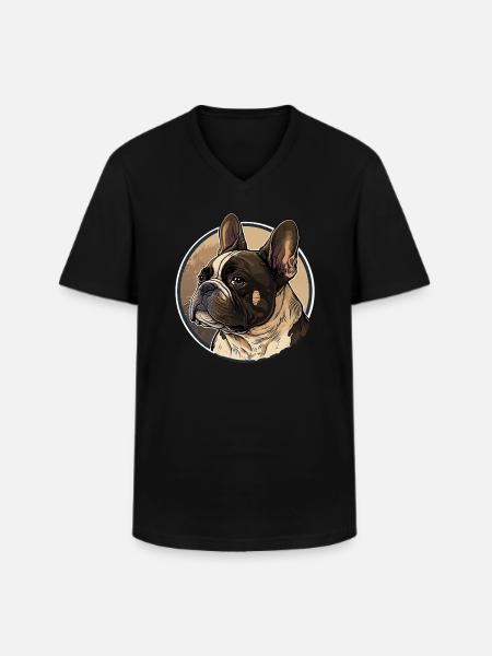 French Bulldog - Men's V-Neck T-Shirt - black