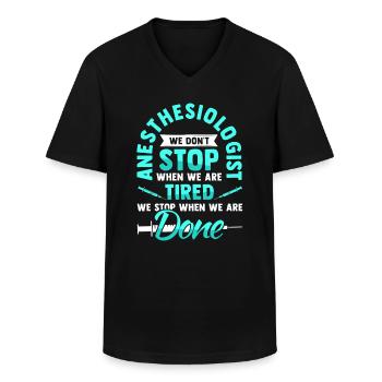 Infirmière en anesthésie Anesthésiste Anesthésie - T-shirt col V Homme - noir - Devant - AI Model Male 178 dark (178cm)