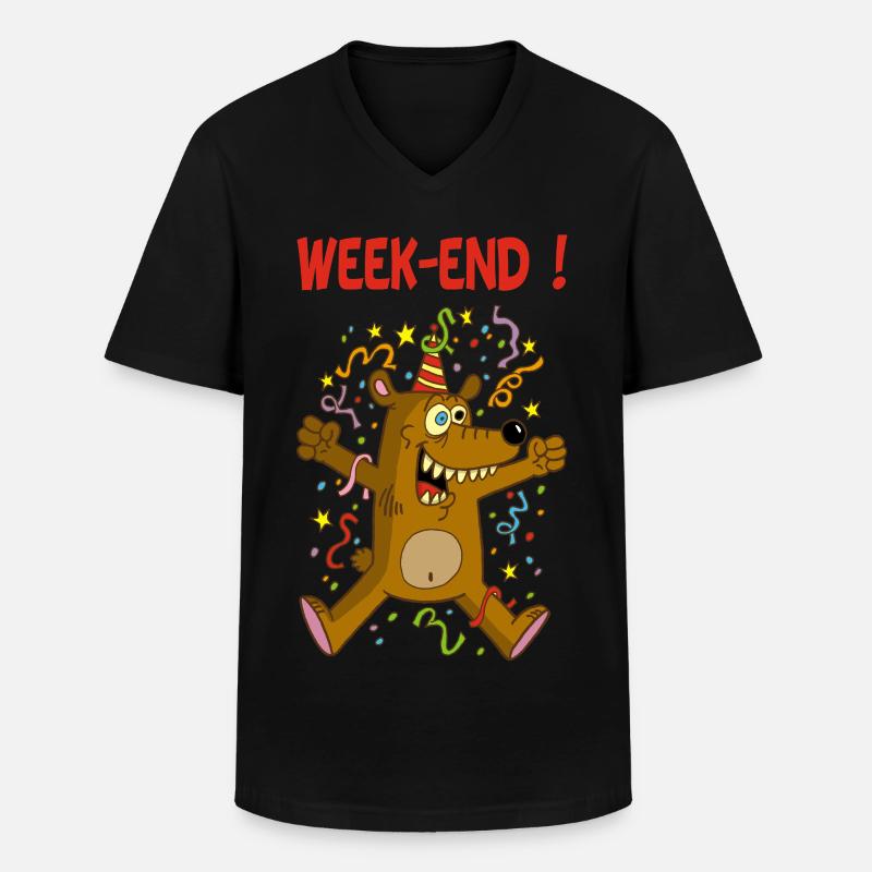 Wochenendbär - Männer-T-Shirt mit V-Ausschnitt - Schwarz