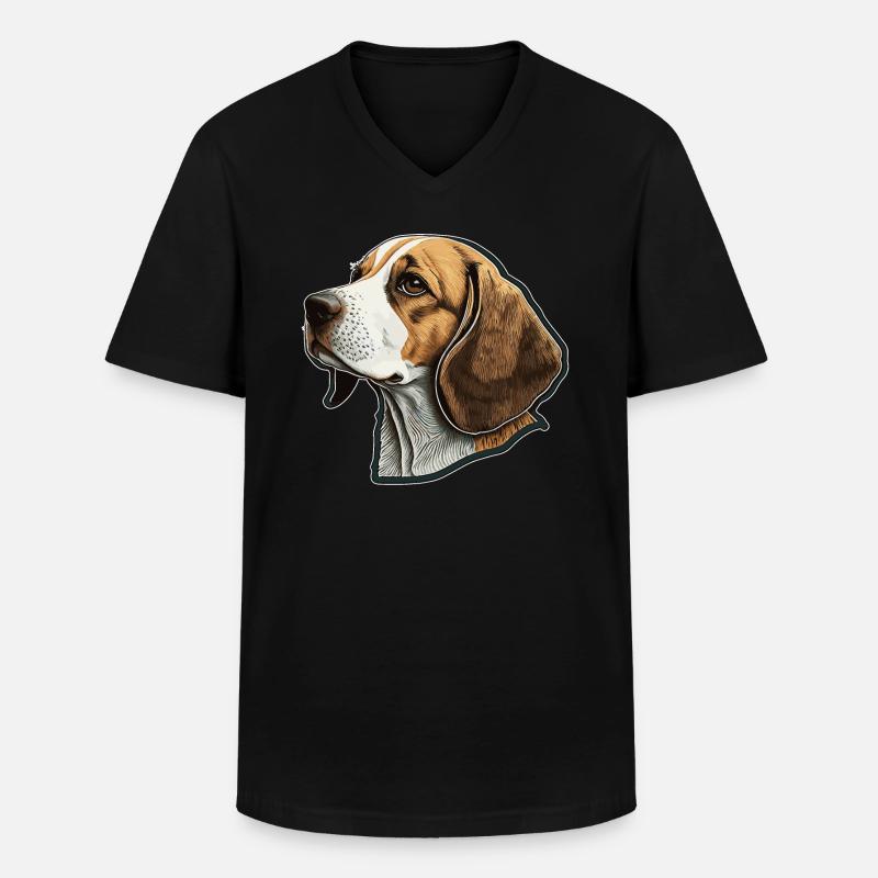 Beagle - Männer-T-Shirt mit V-Ausschnitt - Schwarz