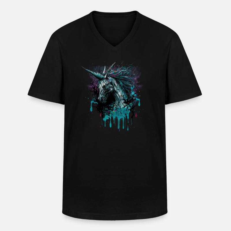 Zombie Einhorn - Männer-T-Shirt mit V-Ausschnitt - Schwarz