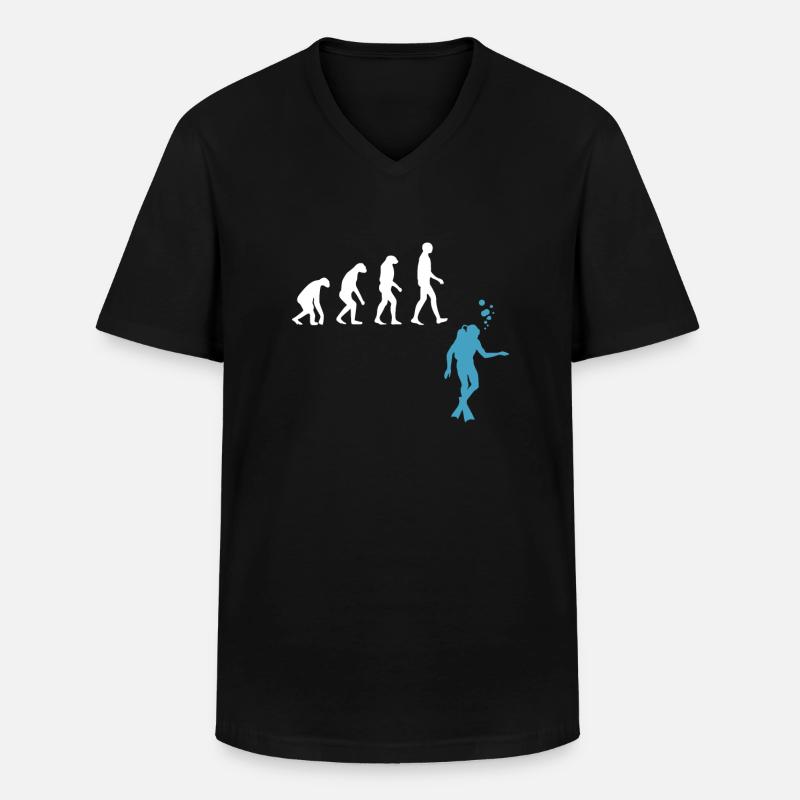 Scuba Diving Evolution Taucherflossen - Männer-T-Shirt mit V-Ausschnitt - Schwarz