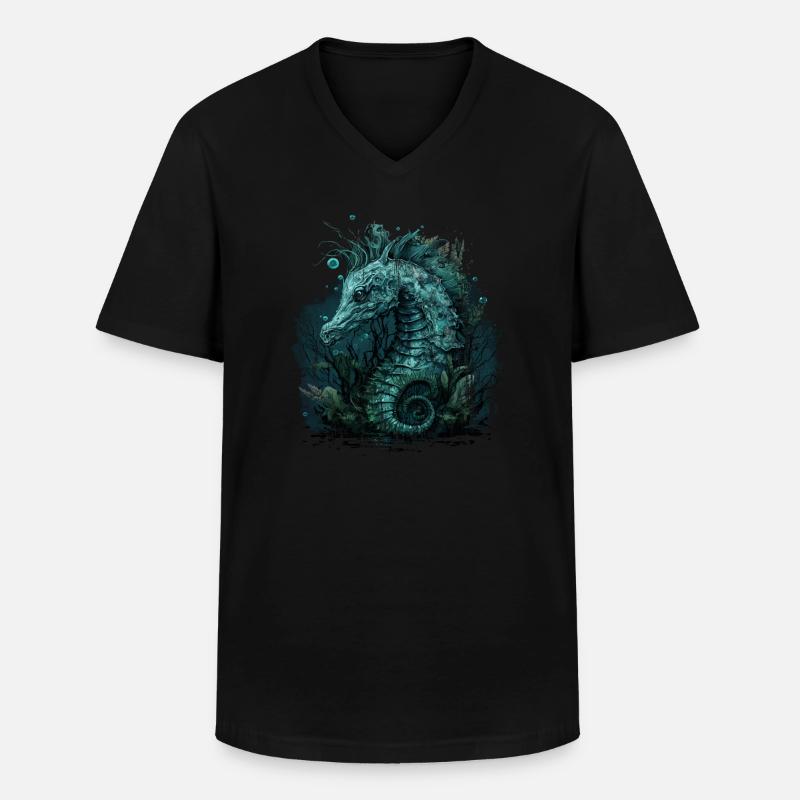 Crinchy Seepferdchen - Männer-T-Shirt mit V-Ausschnitt - Schwarz