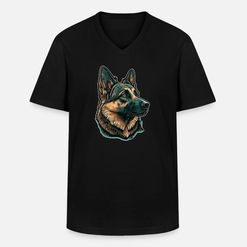 Deutscher Schäferhund - Männer-T-Shirt mit V-Ausschnitt - Schwarz