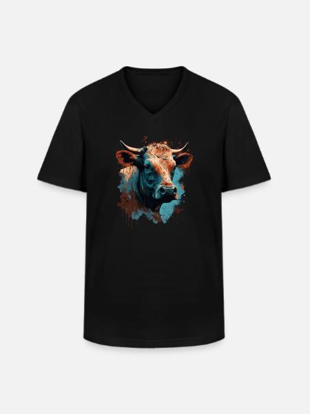 Eine Kuh - Männer-T-Shirt mit V-Ausschnitt - Schwarz