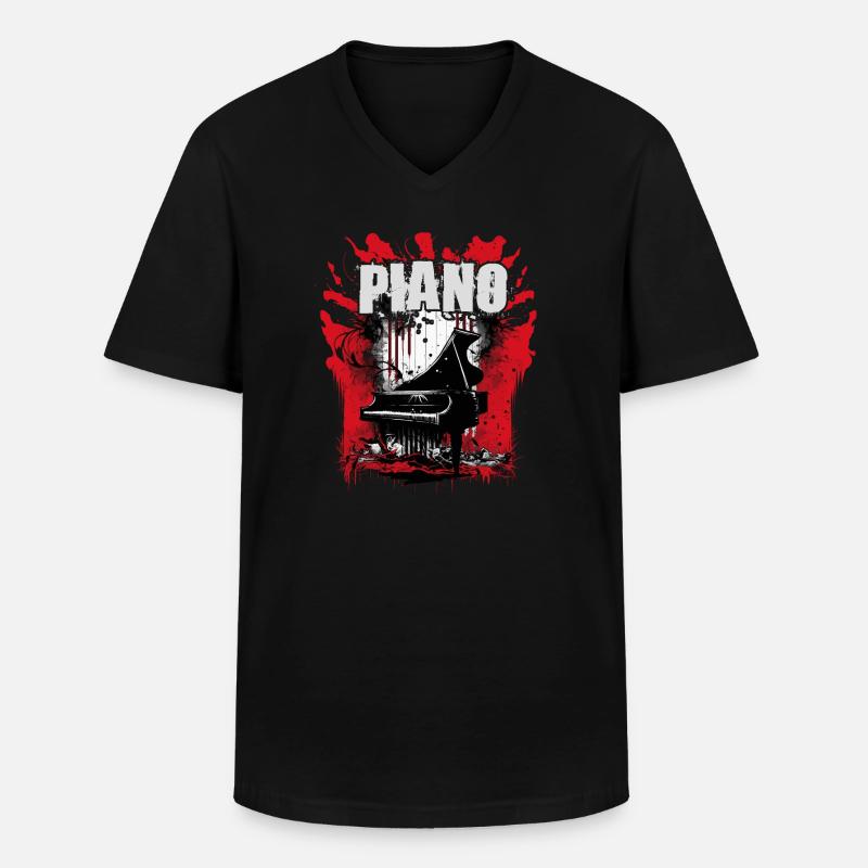 Piano - Männer-T-Shirt mit V-Ausschnitt - Schwarz