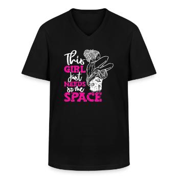 Cette fille a juste besoin d’un photographe d’astronomie spatiale - T-shirt col V Homme - noir - Devant - AI Model Male 178 dark (178cm)