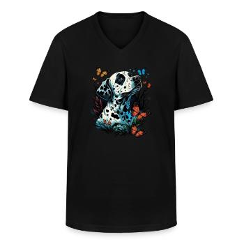Dalmatiner und Schmetterlinge - Männer-T-Shirt mit V-Ausschnitt - Schwarz - Vorne - AI Model Male 178 dark (178cm)