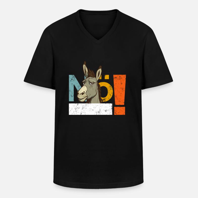 Esel Statement Lustig NÖ! - Männer-T-Shirt mit V-Ausschnitt - Schwarz