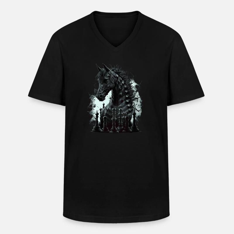 Springer Schach Pferd - Männer-T-Shirt mit V-Ausschnitt - Schwarz