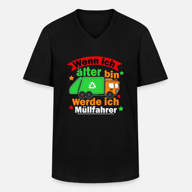 Nachwuchs Müllmann Müllabfuhr - Männer-T-Shirt mit V-Ausschnitt - Schwarz
