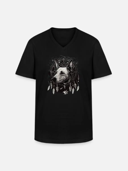 Bull Terrier et Dreamcatcher - T-shirt col V Homme - noir