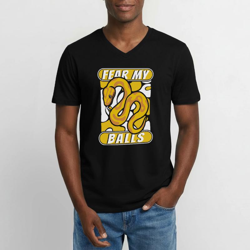 Fear My Balls Python Snake Banana Ball Python T-shirt col V Homme