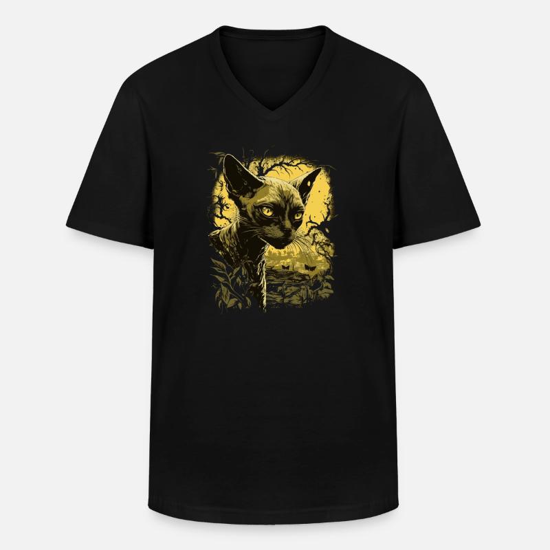 Siamkatze - Männer-T-Shirt mit V-Ausschnitt - Schwarz