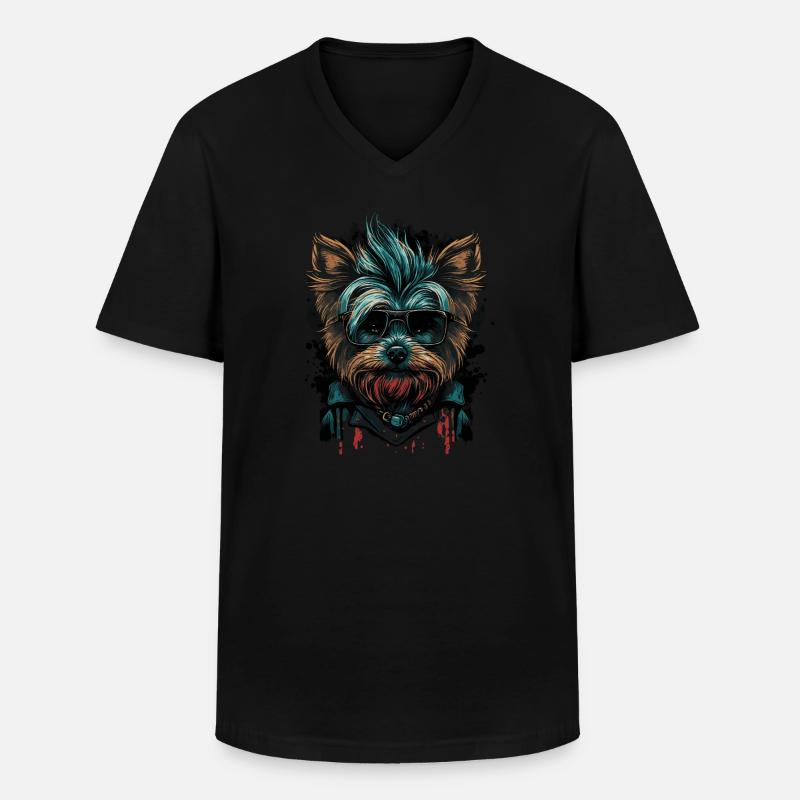 Yorkshire Terrier - Männer-T-Shirt mit V-Ausschnitt - Schwarz