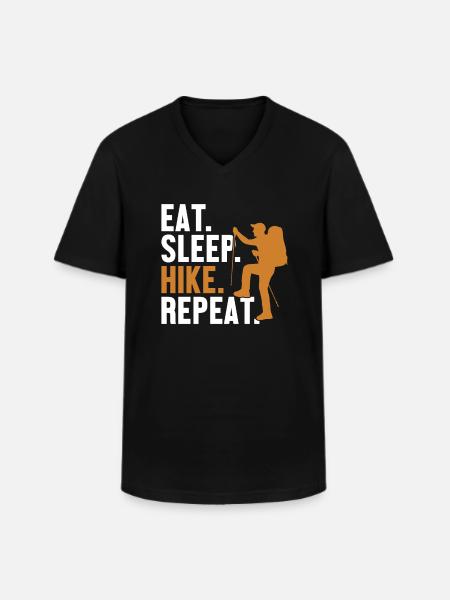 Eat Sleep Hike Repeat Mountain Hiking Hiking Trekking - Men's V-Neck T-Shirt - black