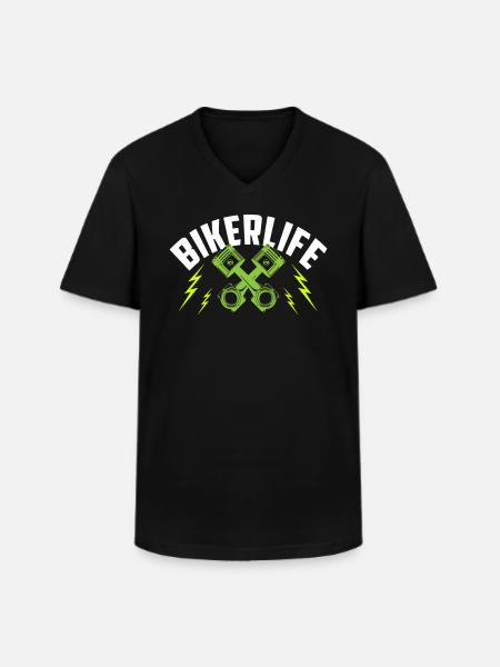 Bikerlife | Farben änderbar - Männer-T-Shirt mit V-Ausschnitt - Schwarz