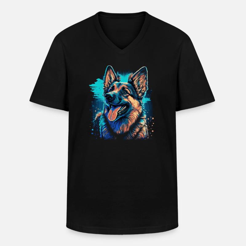 Deutscher Schäferhund - Männer-T-Shirt mit V-Ausschnitt - Schwarz