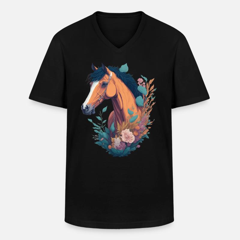 Pferd Nlumen - Männer-T-Shirt mit V-Ausschnitt - Schwarz