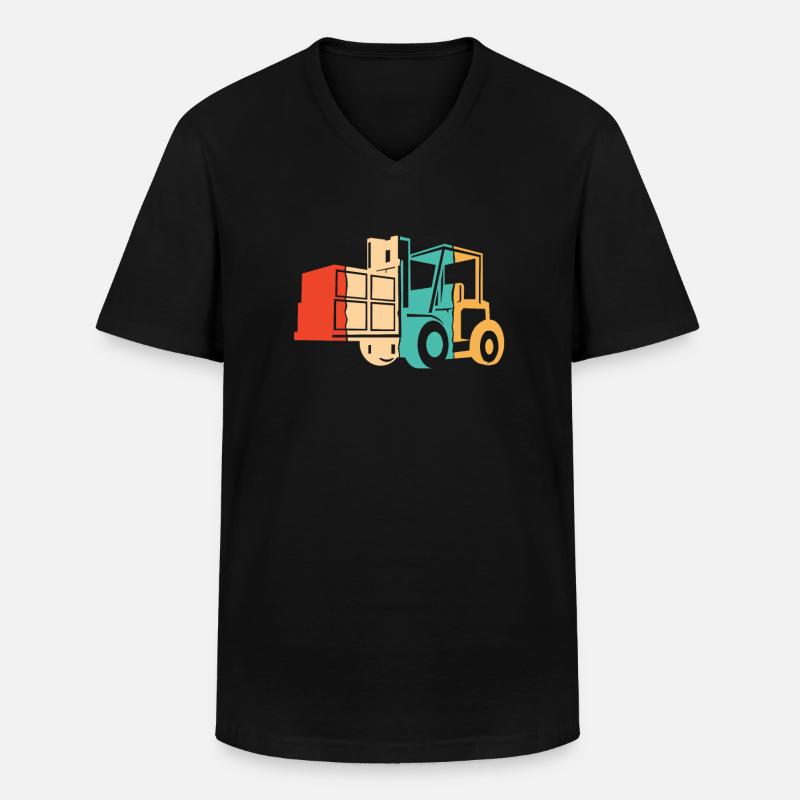 Retro Gabelstaplerfahrer Geländestapler - Männer-T-Shirt mit V-Ausschnitt - Schwarz