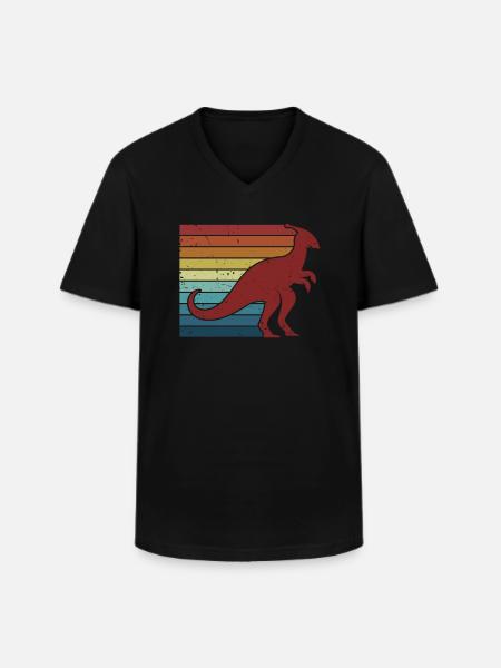 Retro Parasaurolophini Dinosaur Lover - Men's V-Neck T-Shirt - black