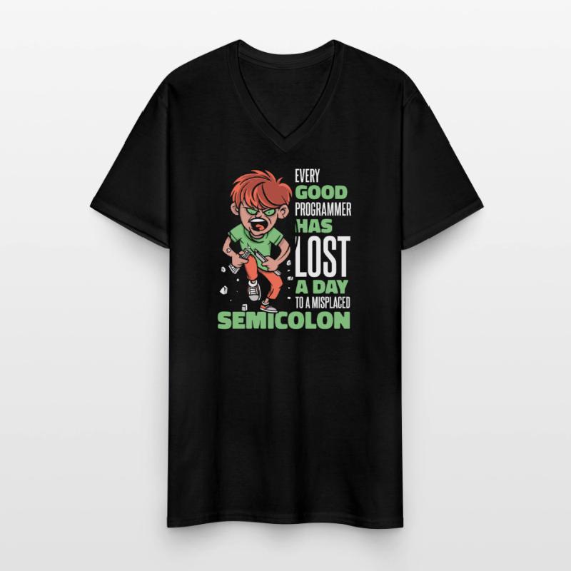 A perdu un jour à cause d’un codeur de points-virgules égaré T-shirt col V Homme