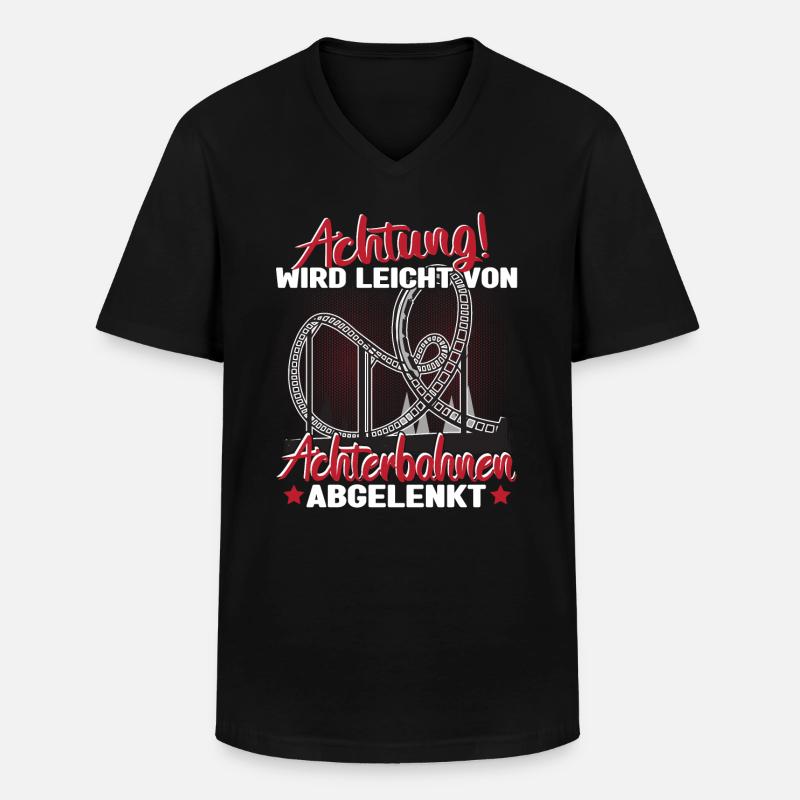Achterbahn Freizeitpark - Männer-T-Shirt mit V-Ausschnitt - Schwarz