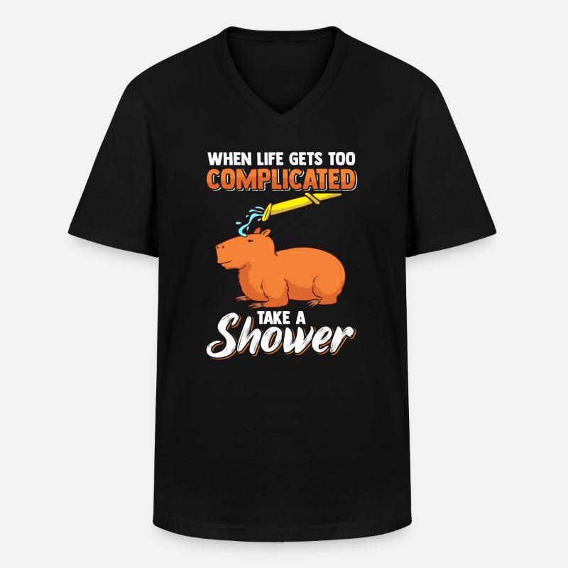 Capybara Douche Capybara Pet - T-shirt col V Homme - noir