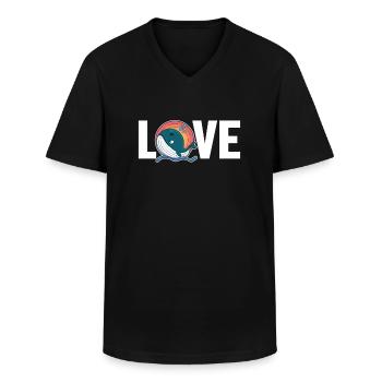 Love Blue Beluga Cachalot Cetacea Watcher Whale - T-shirt col V Homme - noir - Devant - AI Model Male 178 dark (178cm)