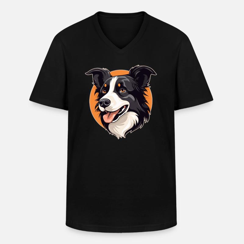 Border Collie - Männer-T-Shirt mit V-Ausschnitt - Schwarz