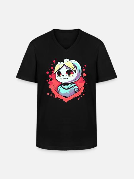 Cute anime character - Men's V-Neck T-Shirt - black