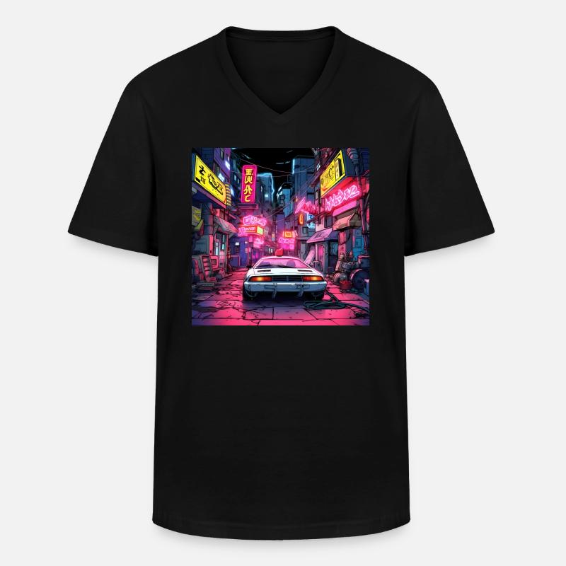 Auto In Tokio - Männer-T-Shirt mit V-Ausschnitt - Schwarz