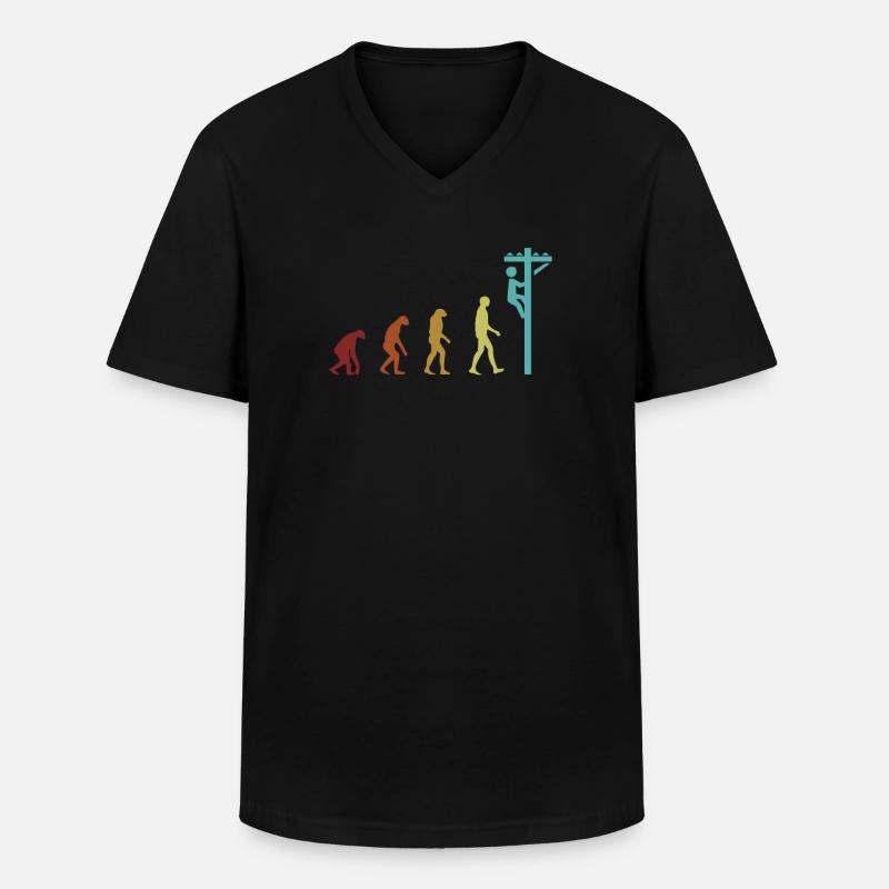Electrician Evolution Elektroniker Elektriker - Männer-T-Shirt mit V-Ausschnitt - Schwarz