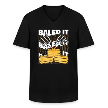 Baled It Agriculture Agriculteur biologique Agriculteur - T-shirt col V Homme - noir - Devant - AI Model Male 178 dark (178cm)