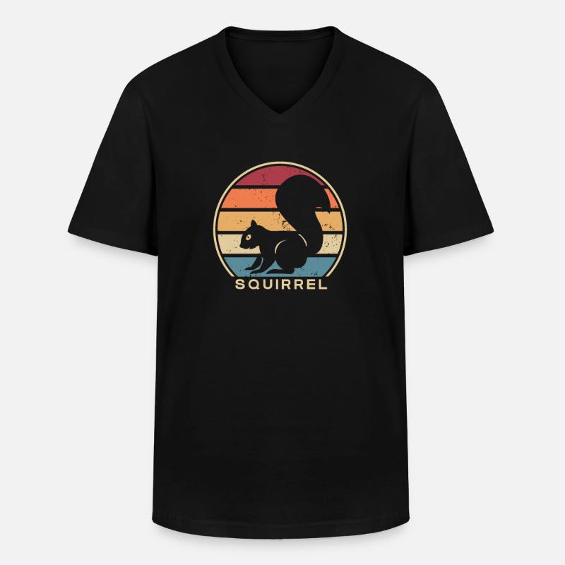 Retro Squirrel Fuchshörnchen Grauhörnchen - Männer-T-Shirt mit V-Ausschnitt - Schwarz