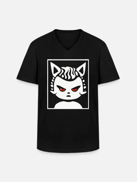 Dodu Pubby Cat Fille - T-shirt col V Homme - noir