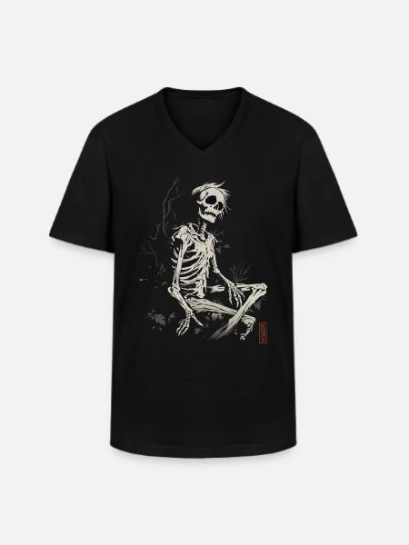 Sitting Skeleton - Men's V-Neck T-Shirt - black