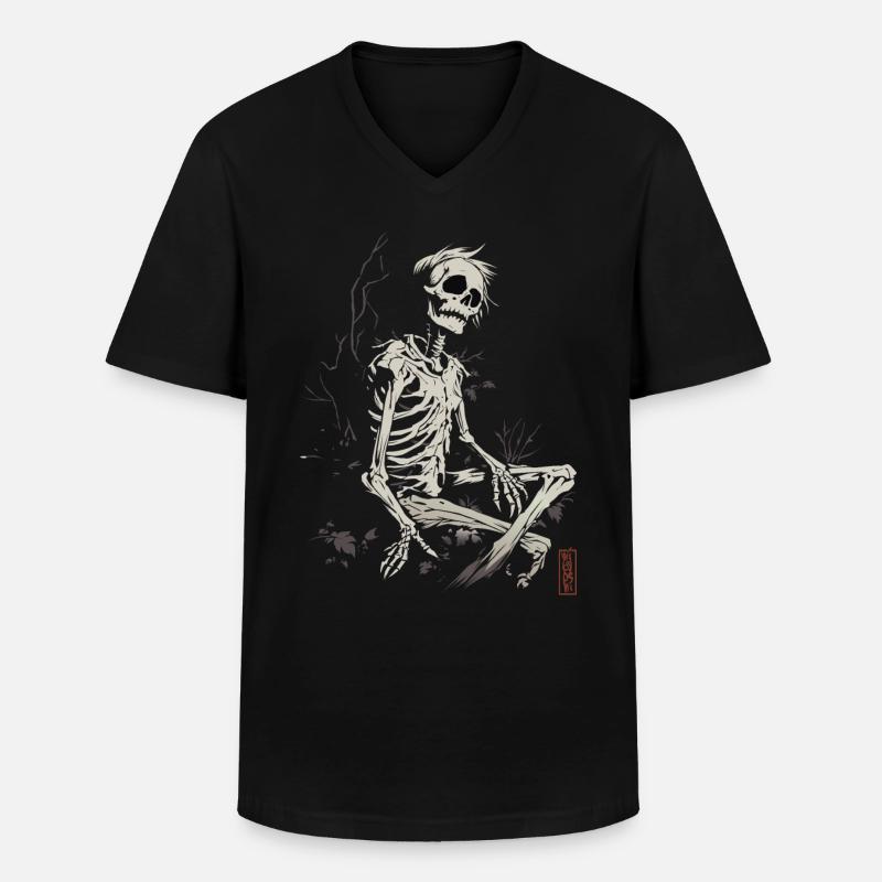 Sitting Skeleton - Männer-T-Shirt mit V-Ausschnitt - Schwarz