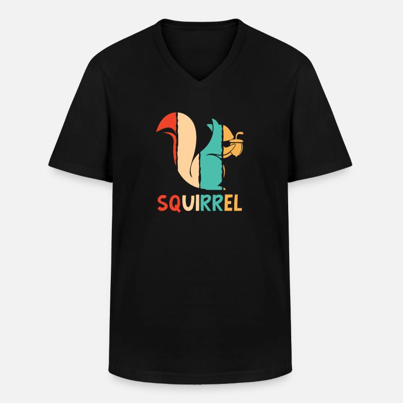Écureuil gris rétro Fox Squirrel - T-shirt col V Homme - noir