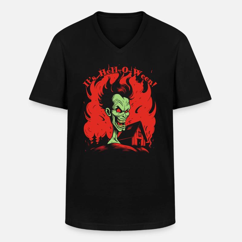 Es ist Hell-o-Ween - Männer-T-Shirt mit V-Ausschnitt - Schwarz