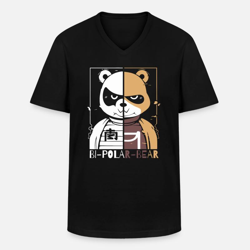 Bipolarer Polar Bär oder Eisbär - Männer-T-Shirt mit V-Ausschnitt - Schwarz