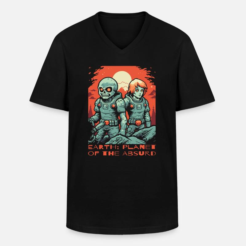 Erde, Planet des Absurden - Männer-T-Shirt mit V-Ausschnitt - Schwarz