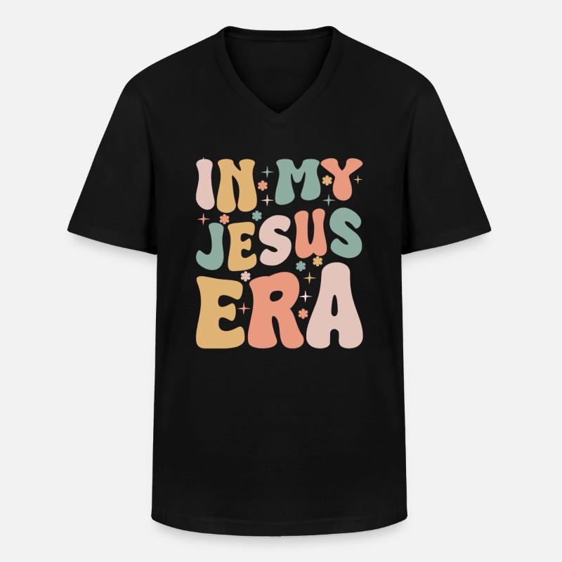Jesus Christus Glaube Retro - Männer-T-Shirt mit V-Ausschnitt - Schwarz