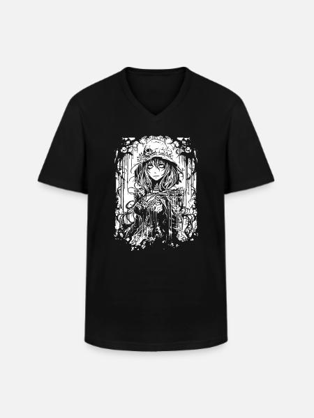 Gothic Anime Mädchen - Männer-T-Shirt mit V-Ausschnitt - Schwarz
