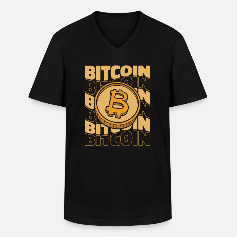 Bitcoin Text Crypto Kryptowährung Blockchain - Männer-T-Shirt mit V-Ausschnitt - Schwarz