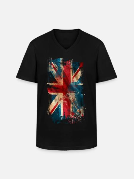 Vintage Union Jack - Men's V-Neck T-Shirt - black